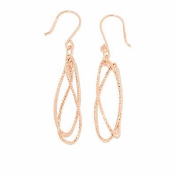 Diamond Cut Swirl Drop Earrings Rose Gold - Picture 2 of 6